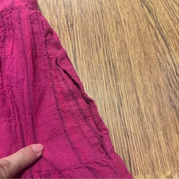 Pietsie Pink Midi Tiered A-Line Skirt size small cotton blend tiered side pocket - Picture 5 of 8